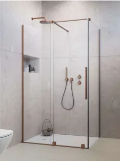   Radaway Furo Brushed Copper KDJ szögletes szálcsiszolt réz zuhanykabin 140x90 átlátszó jobbos