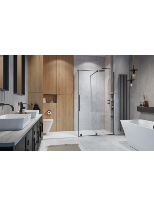 Radaway Furo Brushed GunMetal KDJ szögletes szálcsiszolt fegyvermetál zuhanykabin 140x90 átlátszó balos