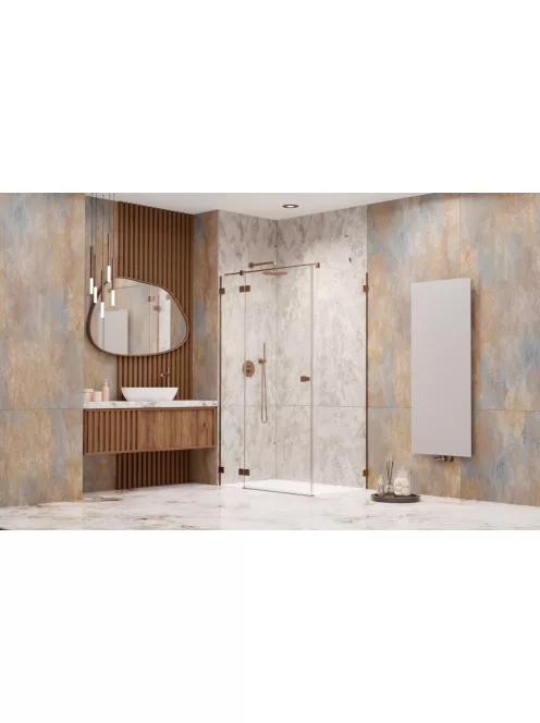Radaway Essenza Pro Brushed Copper KDJ szögletes szálcsiszolt réz zuhanykabin 80x90 átlátszó jobbos