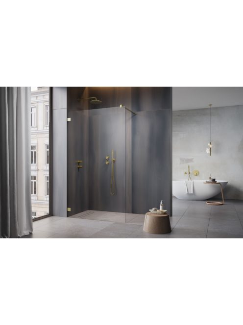 Radaway Essenza Pro Brushed Gold Walk-in szálcsiszolt arany zuhanyfal 55 átlátszó