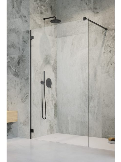 Radaway Essenza Pro Black Walk-in fekete zuhanyfal 150 átlátszó
