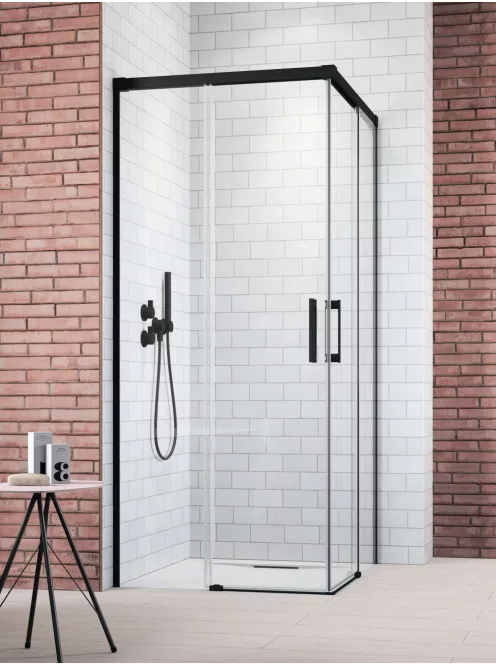 Radaway Idea Black KDD szögletes fekete zuhanykabin 90x75 átlátszó