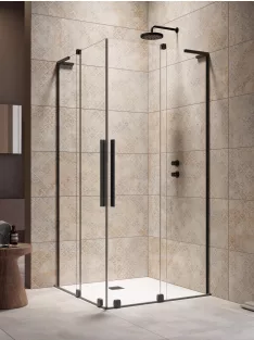   Radaway Furo SL Black KDD szögletes fekete zuhanykabin 120x120 átlátszó