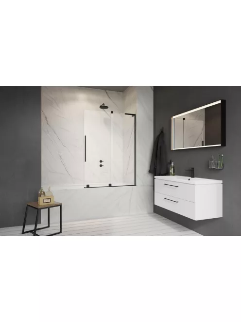 Radaway Furo SL Black PND II fekete kádparaván 120 átlátszó balos