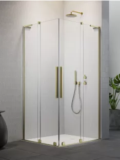   Radaway Furo SL Brushed Gold KDD szögletes szálcsiszolt arany zuhanykabin 90x90 átlátszó