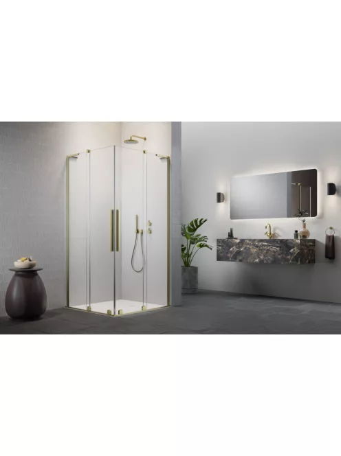 Radaway Furo SL Brushed Gold KDD szögletes szálcsiszolt arany zuhanykabin 100x100 átlátszó