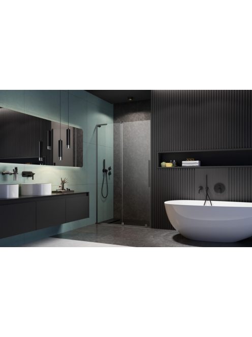 Radaway Furo SL Brushed Gunmetal DWJ szálcsiszolt fegyvermetál zuhanyajtó 90 átlátszó balos