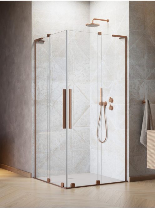 Radaway Furo SL Brushed Copper KDD szögletes szálcsiszolt réz zuhanykabin 90x110 átlátszó