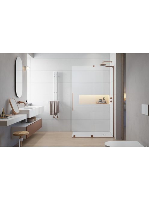 Radaway Furo SL Brushed Copper Walk-in szálcsiszolt réz zuhanyfal 120 átlátszó jobbos