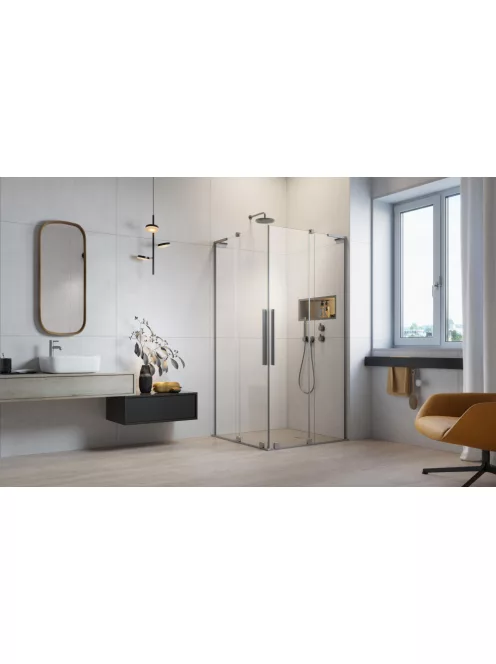 Radaway Furo SL Brushed Nickel KDD szögletes szálcsiszolt króm zuhanykabin 80x80 átlátszó