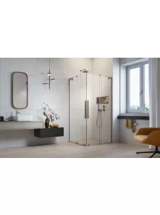   Radaway Furo SL Brushed Nickel KDD szögletes szálcsiszolt króm zuhanykabin 90x90 átlátszó
