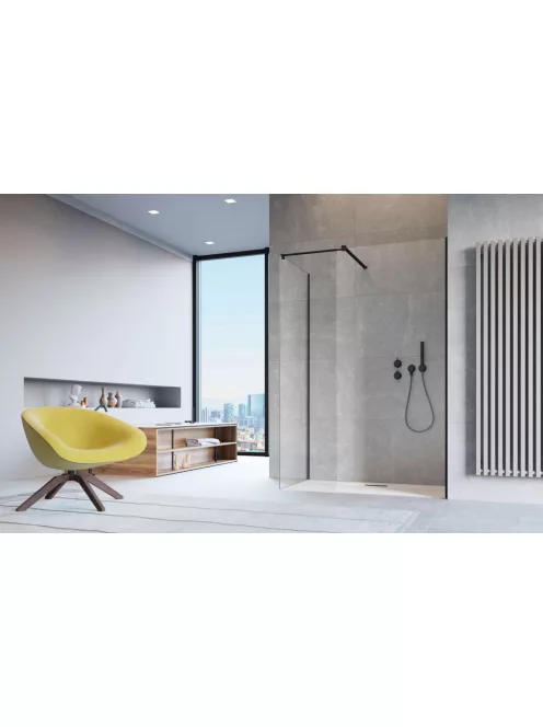 Radaway Modo X Black III Walk-in fekete zuhanyfal 50x50 átlátszó