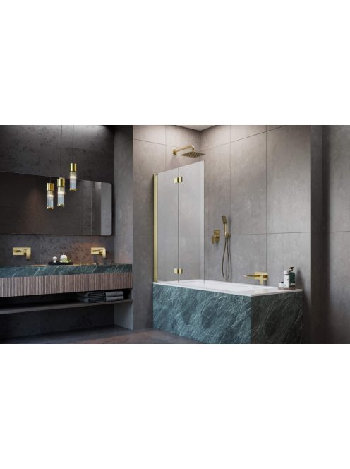 Radaway Nes ﻿Brushed Gold PND I ﻿szálcsiszolt arany kádparaván 130 átlátszó balos