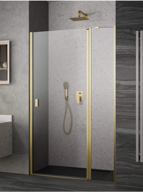 Radaway Nes ﻿Brushed Gold DWJ II﻿ szálcsiszolt arany zuhanyajtó 90 átlátszó jobbos