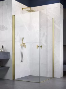   Radaway Nes ﻿Brushed Gold KDD I﻿ szögletes szálcsiszolt arany zuhanykabin 80x80 átlátszó
