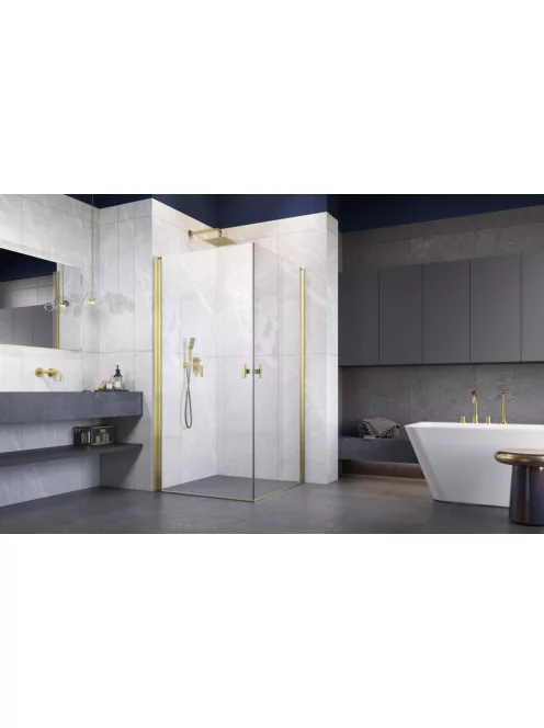 Radaway Nes ﻿Brushed Gold KDD I﻿ szögletes szálcsiszolt arany zuhanykabin 90x90 átlátszó