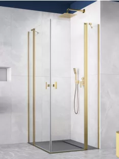   Radaway Nes ﻿Brushed Gold KDD II﻿ szögletes szálcsiszolt arany zuhanykabin 100x100 átlátszó