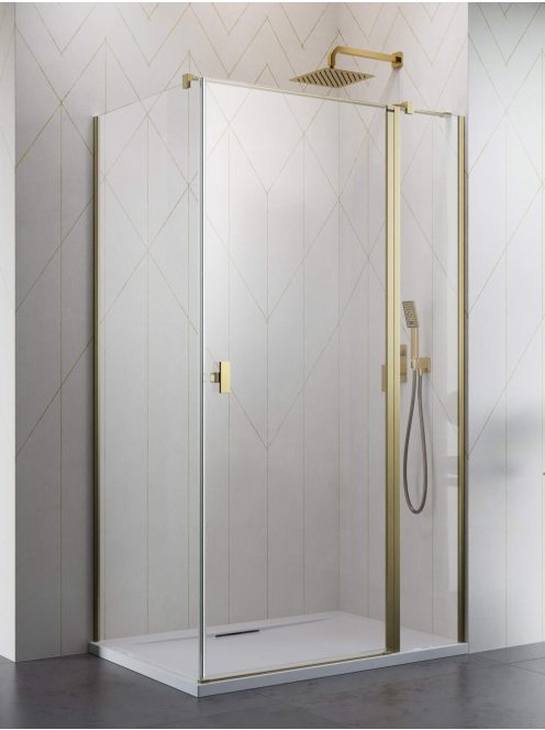 Radaway Nes ﻿Brushed Gold KDJ II﻿ szögletes szálcsiszolt arany zuhanykabin 90x75 átlátszó jobbos