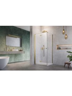   Radaway Nes ﻿Brushed Gold KDJ-B﻿ szögletes szálcsiszolt arany zuhanykabin 90x100 átlátszó balos