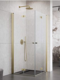   Radaway Nes Brushed Gold KDD-B szögletes szálcsiszolt arany zuhanykabin 80x80 átlátszó