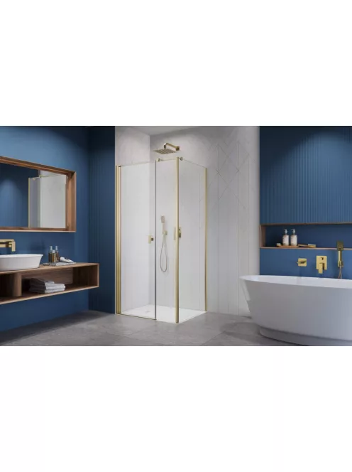 Radaway Nes Brushed Gold KDS I szögletes szálcsiszolt arany zuhanykabin 100x100 átlátszó jobbos