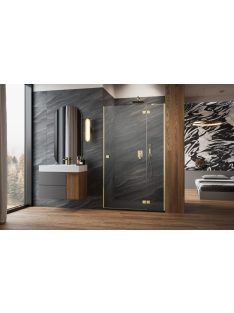   Radaway Essenza Brushed Gold ﻿DWJ ﻿szálcsiszolt arany zuhanyajtó 120 átlátszó balos