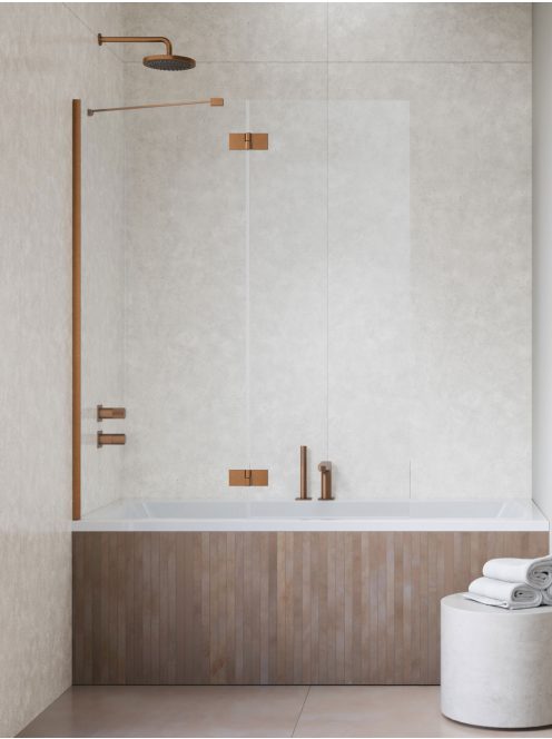 Radaway Essenza Brushed Copper ﻿PND II ﻿szálcsiszolt réz kádparaván﻿﻿ 130 átlátszó balos