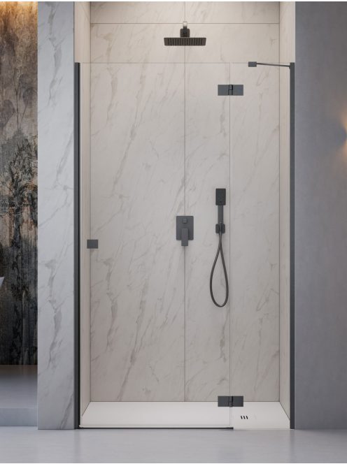 Radaway Essenza Brushed GunMetal ﻿DWJ ﻿szálcsiszolt fegyvermetál zuhanyajtó 120 átlátszó jobbos