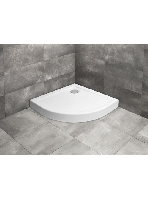 Radaway Doros Stone A íves zuhanytálca előlappal 80x80 antracit, ajándék szifonnal