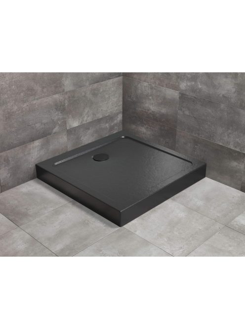 Radaway Doros Stone C szögletes zuhanytálca előlappal 80x80 antracit, ajándék szifonnal