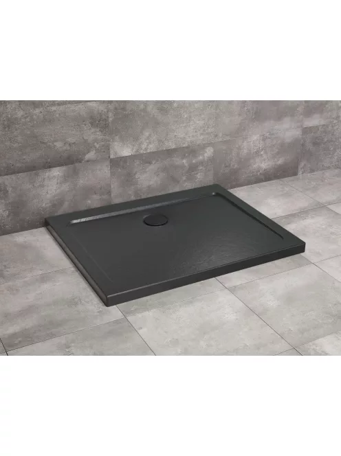 Radaway Doros Stone D szögletes lapos zuhanytálca 120x100 fekete, ajándék szifonnal