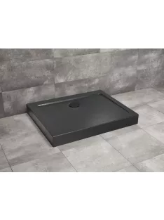   Radaway Doros Stone D szögletes zuhanytálca előlappal 130x90 antracit, ajándék szifonnal