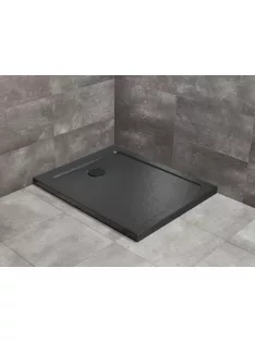  Radaway Doros Stone F szögletes lapos zuhanytálca 140x90 fekete, ajándék szifonnal