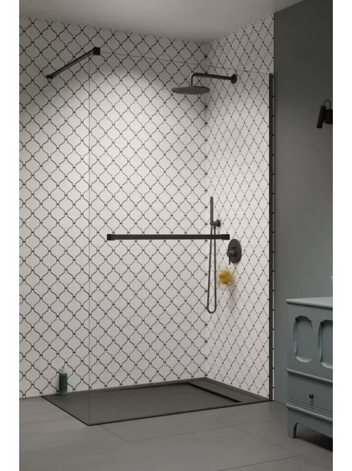 Radaway Modo New Brushed Gunmetal II Walk-in szálcsiszolt fegyvermetál zuhanyfal törölközőtartóval 105 átlátszó
