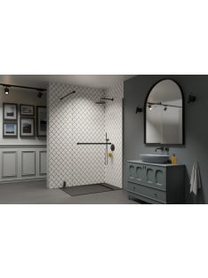   Radaway Modo New Brushed Gunmetal II Walk-in szálcsiszolt fegyvermetál zuhanyfal törölközőtartóval 110 átlátszó