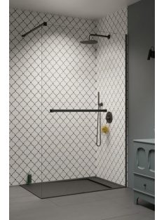   Radaway Modo New Brushed Gunmetal II Walk-in szálcsiszolt fegyvermetál zuhanyfal törölközőtartóval 140 átlátszó
