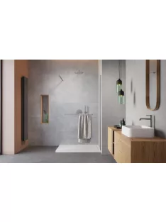   Radaway Modo New Brushed Nickel II Walk-in szálcsiszolt króm zuhanyfal törölközőtartóval 95 átlátszó
