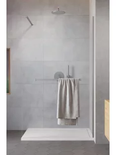  Radaway Modo New Brushed Nickel II Walk-in szálcsiszolt króm zuhanyfal törölközőtartóval átlátszó