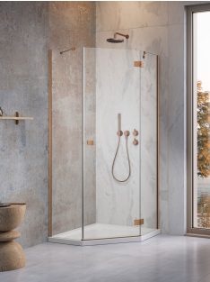   Radaway Essenza Brushed Copper ﻿PTJ ﻿szögletes ﻿szálcsiszolt réz zuhanykabin 80x90 átlátszó