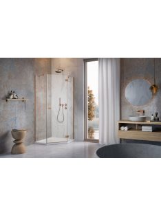   Radaway Essenza Brushed Copper ﻿PTJ ﻿szögletes ﻿szálcsiszolt réz zuhanykabin 100x90 átlátszó