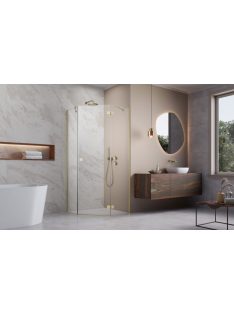  Radaway Essenza Brushed Gold ﻿PTJ ﻿szögletes ﻿szálcsiszolt arany zuhanykabin 100x80 átlátszó