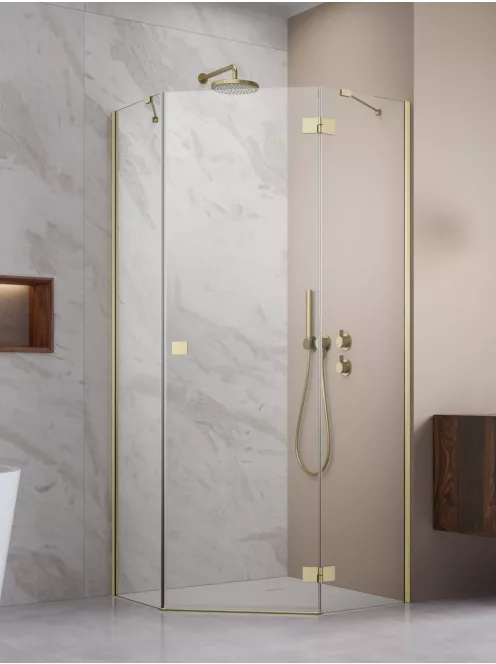 Radaway Essenza Brushed Gold ﻿PTJ ﻿szögletes ﻿szálcsiszolt arany zuhanykabin 100x80 átlátszó