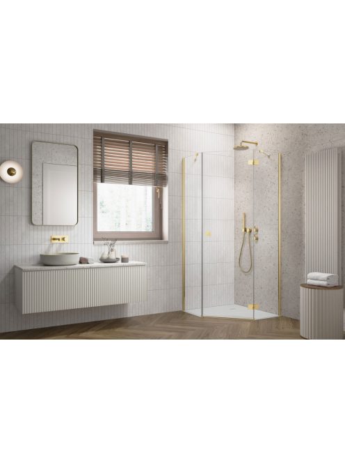 Radaway Essenza Gold ﻿PTJ ﻿szögletes ﻿arany zuhanykabin 90x90 átlátszó