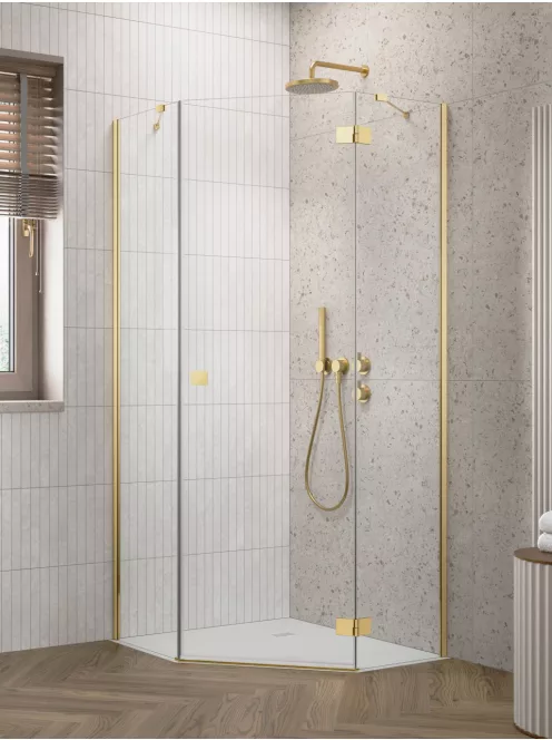 Radaway Essenza Gold ﻿PTJ ﻿szögletes ﻿arany zuhanykabin 100x90 átlátszó