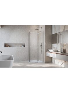   Radaway Essenza Brushed Nickel ﻿PTJ ﻿szögletes ﻿szálcsiszolt króm zuhanykabin 80x90 átlátszó