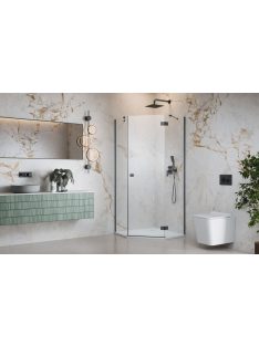   Radaway Essenza Brushed GunMetal ﻿PTJ ﻿szögletes ﻿szálcsiszolt fegyvermetál zuhanykabin 80x80 átlátszó