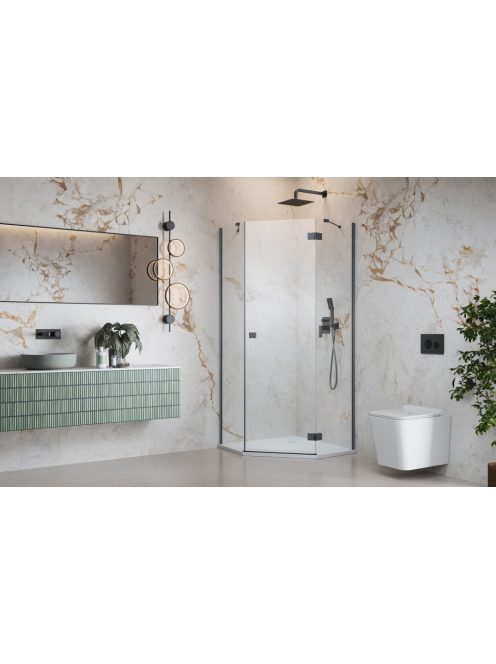 Radaway Essenza Brushed GunMetal ﻿PTJ ﻿szögletes ﻿szálcsiszolt fegyvermetál zuhanykabin 90x90 átlátszó