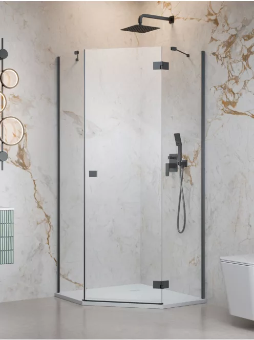 Radaway Essenza Brushed GunMetal ﻿PTJ ﻿szögletes ﻿szálcsiszolt fegyvermetál zuhanykabin 90x100 átlátszó