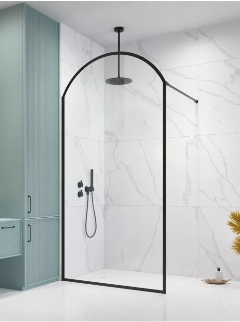 Radaway Volta Black II Frame Walk-in fekete zuhanyfal 100 átlátszó jobbos
