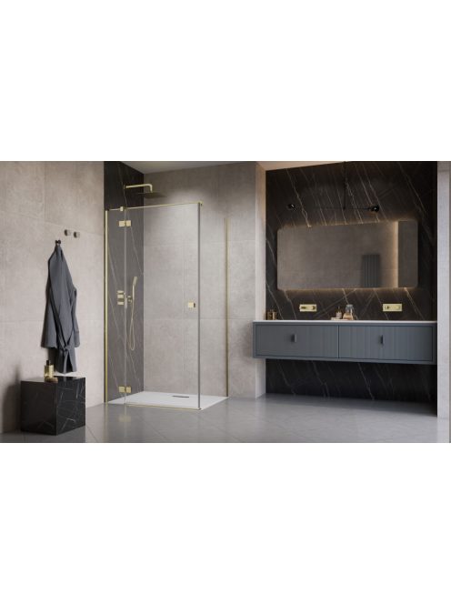Radaway Essenza Brushed Gold ﻿KDJ szögletes ﻿szálcsiszolt arany zuhanykabin 80x90 átlátszó balos